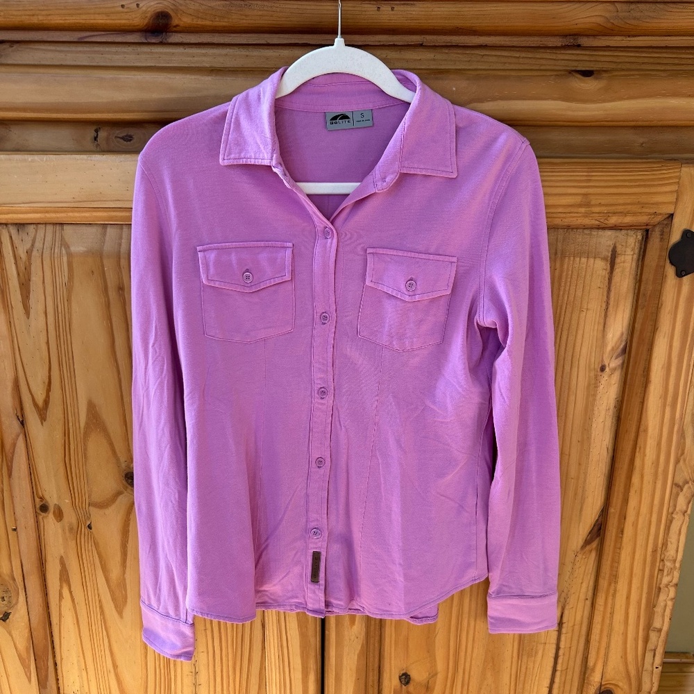 GoLite‎ Shirt Button Up Pink Cotton Modal Pockets Women's Small